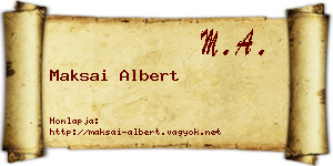 Maksai Albert névjegykártya
